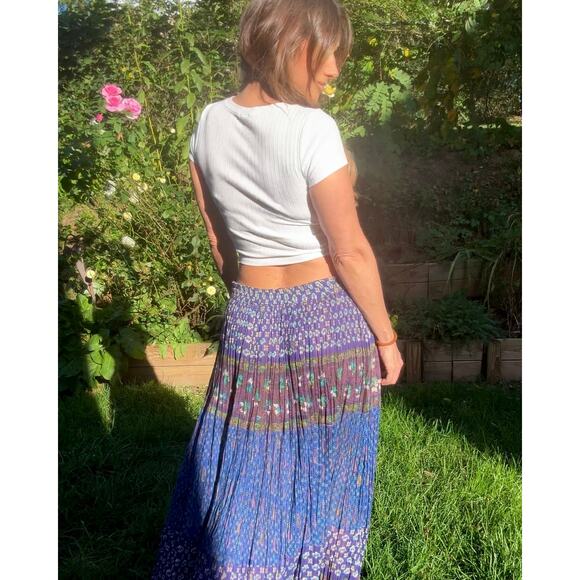 Vintage Blockprint Drawstring Skirt — Adjustable Fit / Spell-Level Cult Piece - Picture 4 of 10